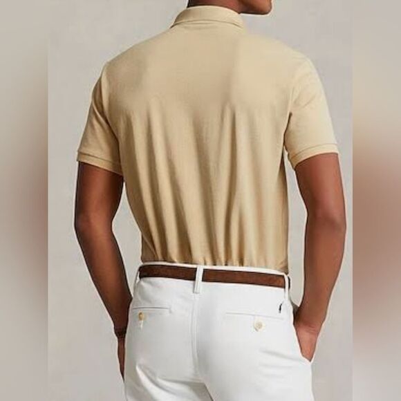 Lauren Ralph Lauren Polo 1X Sand Beige Shrtsl LRL Logo 100% Cotton Men's Shirt - Picture 7 of 7